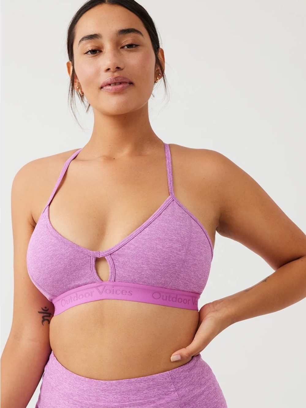 Outdoor Voices Women's Heathered Purple Sports Bra